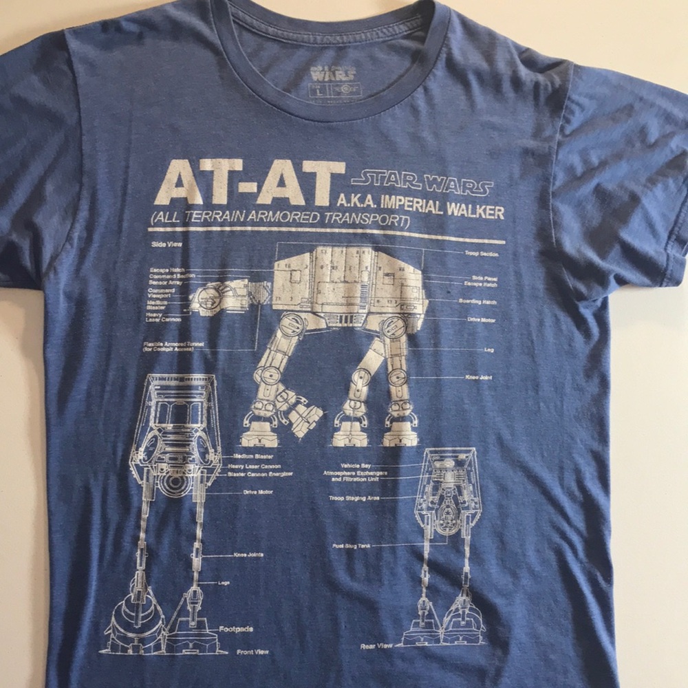 L Men’s STAR WARS IMPERIAL WALKER Graphic Vintage Looking Short Sleeve Tee-Shirt
